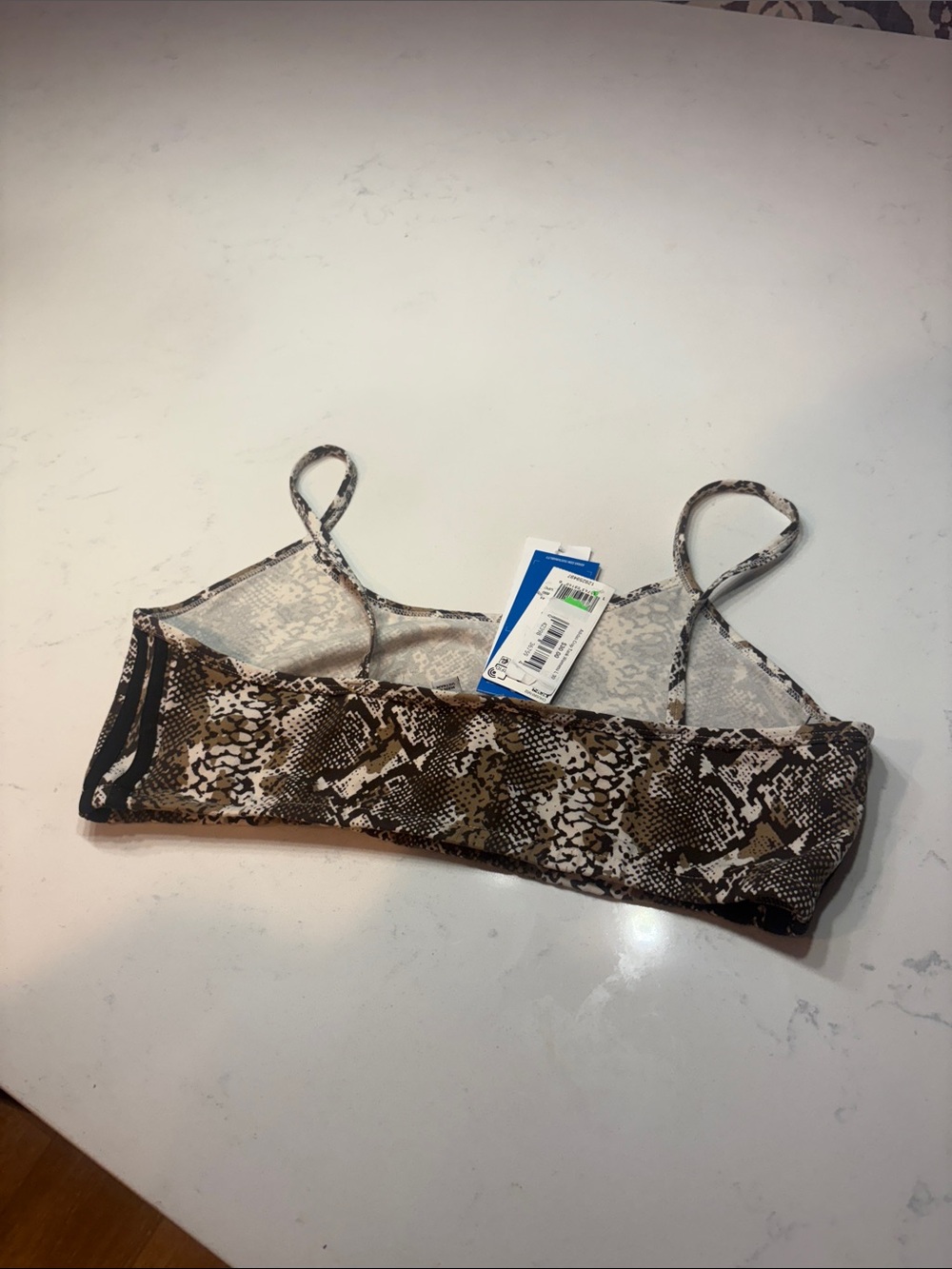 adidas Brown Snake-Print Bralette with Black Stripes - Picture 2 of 3
